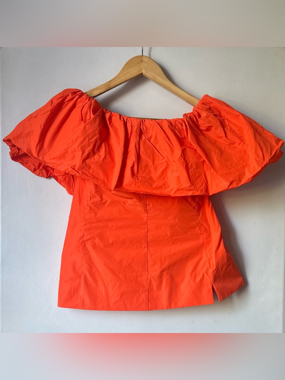 COS Bright Orange Off-Shoulder Ruffle Top